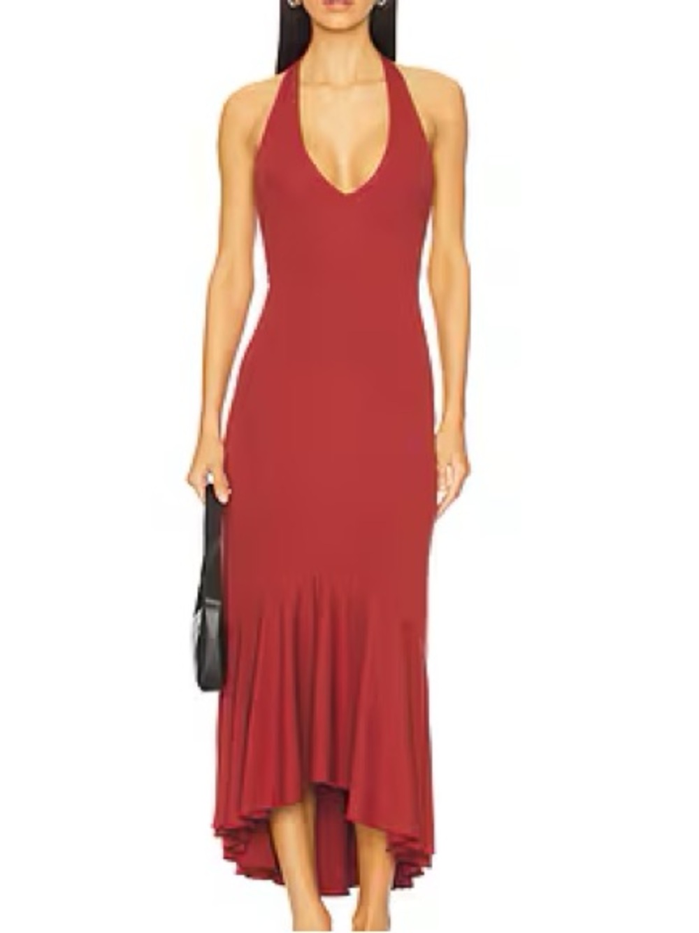 FP Beach Free People Women M Red Pear Ruffle Hem Halter Alix Midi Dress NWT
